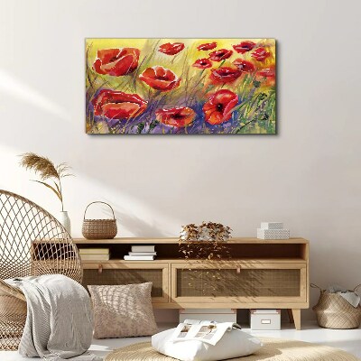 Flowers plants poppies Canvas Wall art