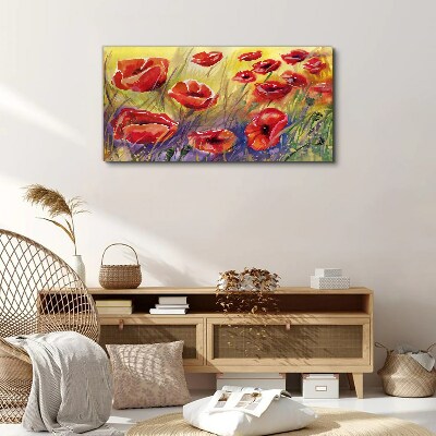 Red poppies against the sun Print on canvas