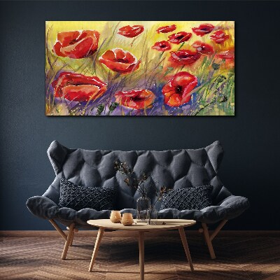 Flowers plants poppies Canvas Wall art