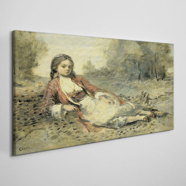 Portrait of a lying girl Print on canvas