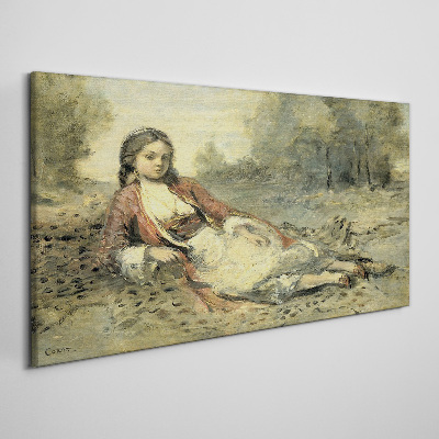 Portrait of a lying girl Print on canvas