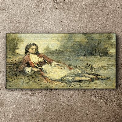 Portrait of a lying girl Print on canvas