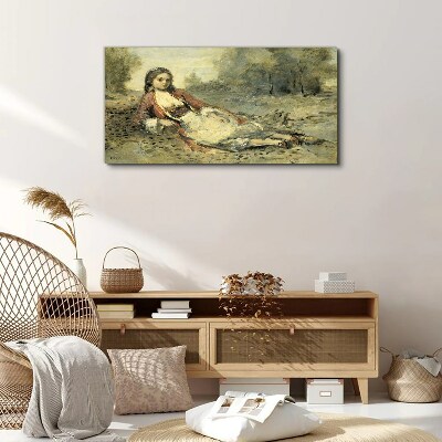 Portrait of a lying girl Print on canvas