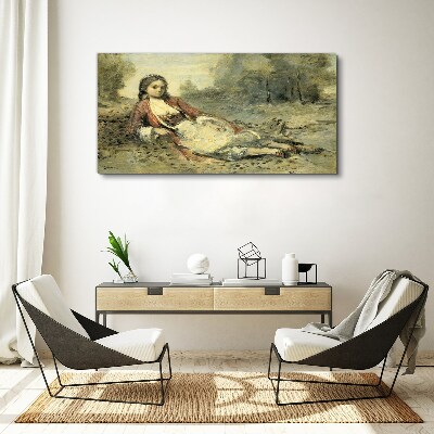 Portrait of a lying girl Print on canvas
