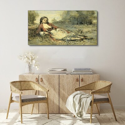 Portrait of a lying girl Print on canvas