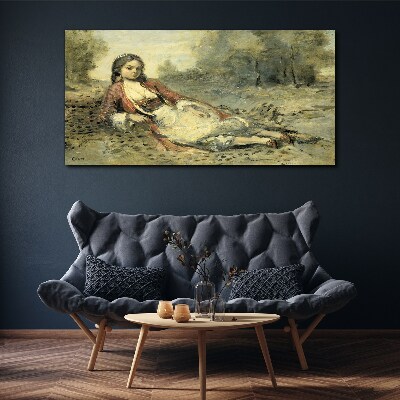 Portrait of a lying girl Print on canvas