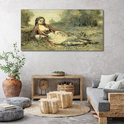 Portrait of a lying girl Print on canvas