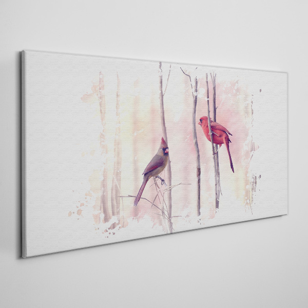 Birds in the winter forest Canvas wall art