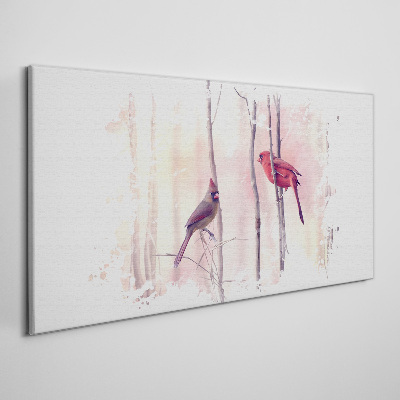 Birds in the winter forest Canvas wall art