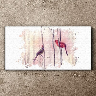 Birds in the winter forest Canvas wall art