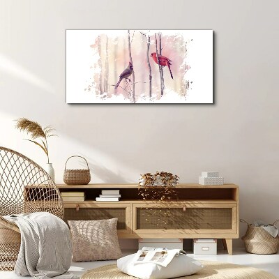 Birds in the winter forest Canvas wall art