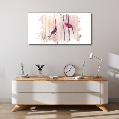 Birds in the winter forest Canvas wall art