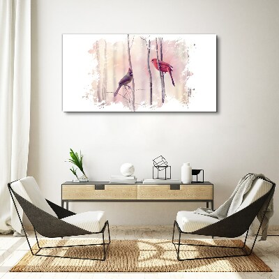 Birds in the winter forest Canvas wall art