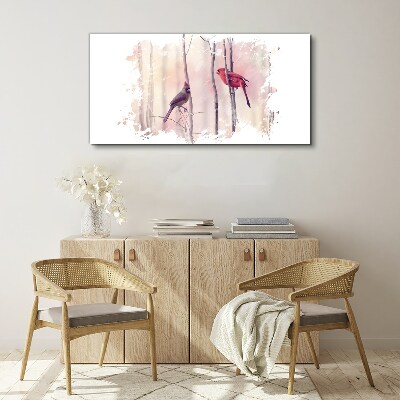 Birds in the winter forest Canvas wall art