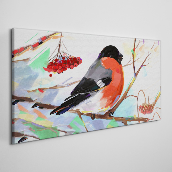 A happy bird on a branch Print on canvas
