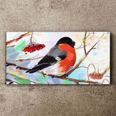 A happy bird on a branch Print on canvas