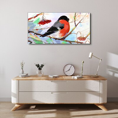 A happy bird on a branch Print on canvas