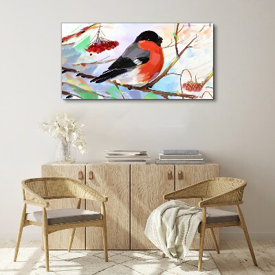 A happy bird on a branch Print on canvas