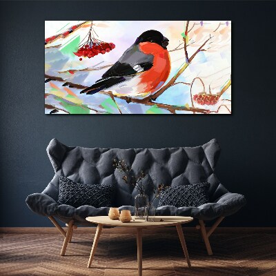 A happy bird on a branch Print on canvas