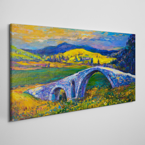 Rainbow bridge in a picturesque landscape Canvas wall art