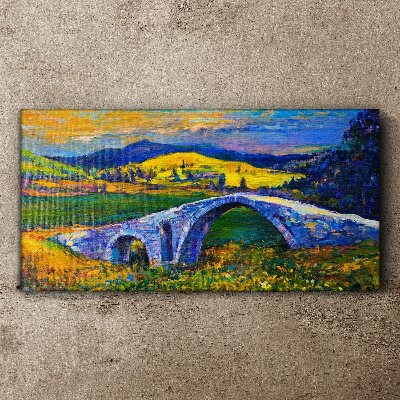 Rainbow bridge in a picturesque landscape Canvas wall art