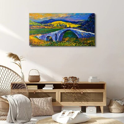 Rainbow bridge in a picturesque landscape Canvas wall art