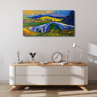 Rainbow bridge in a picturesque landscape Canvas wall art