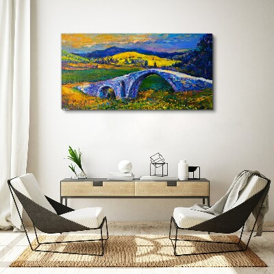 Rainbow bridge in a picturesque landscape Canvas wall art