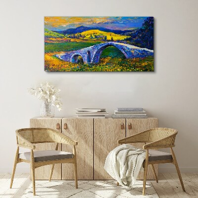 Rainbow bridge in a picturesque landscape Canvas wall art