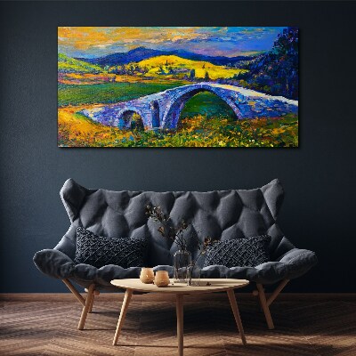 Rainbow bridge in a picturesque landscape Canvas wall art