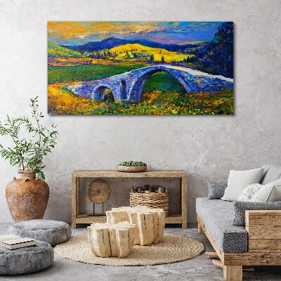 Rainbow bridge in a picturesque landscape Canvas wall art