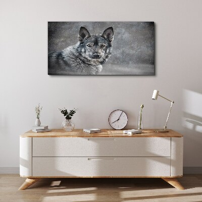 Portrait of a gray dog Print on canvas