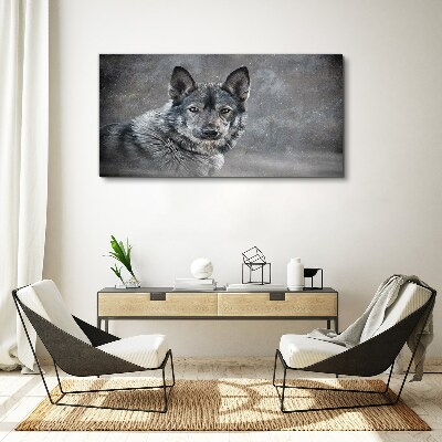 Portrait of a gray dog Print on canvas