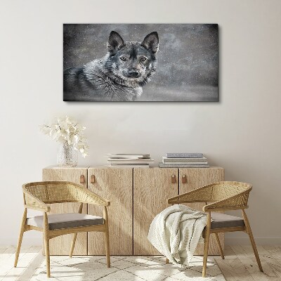 Portrait of a gray dog Print on canvas