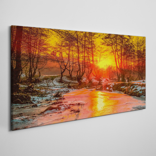 Golden hour on the river Canvas wall art