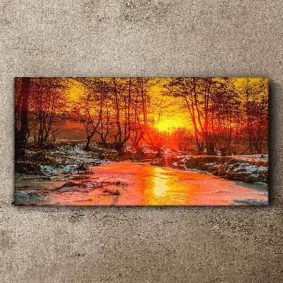 Golden hour on the river Canvas wall art