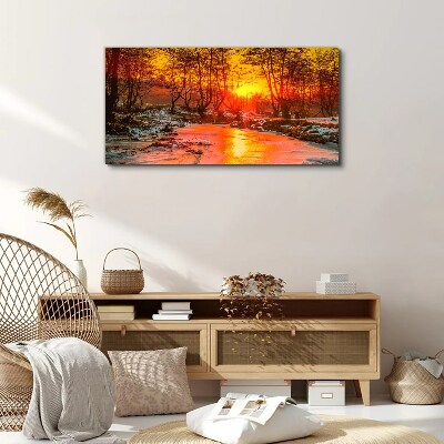 Golden hour on the river Canvas wall art