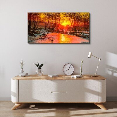 Golden hour on the river Canvas wall art