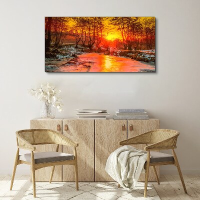 Golden hour on the river Canvas wall art