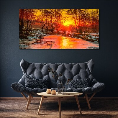 Golden hour on the river Canvas wall art