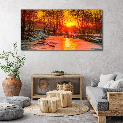 Golden hour on the river Canvas wall art