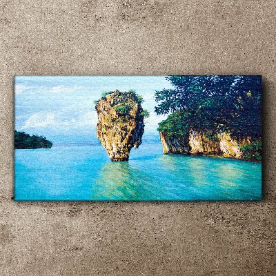 A quiet bay with a high rock Canvas wall art