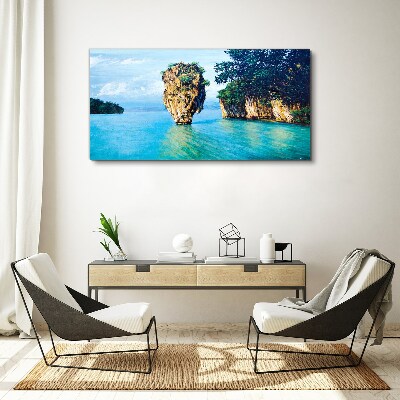 A quiet bay with a high rock Canvas wall art