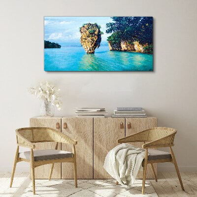 A quiet bay with a high rock Canvas wall art