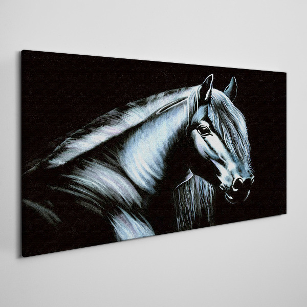 A dark horse in the glow of light Print on canvas