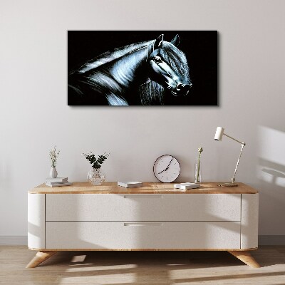 A dark horse in the glow of light Print on canvas