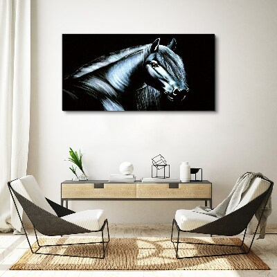 A dark horse in the glow of light Print on canvas