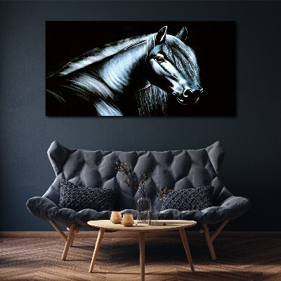 A dark horse in the glow of light Print on canvas