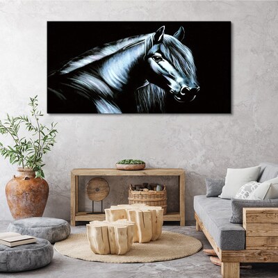 A dark horse in the glow of light Print on canvas
