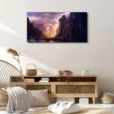 Abstraction mountains clouds Canvas Wall art